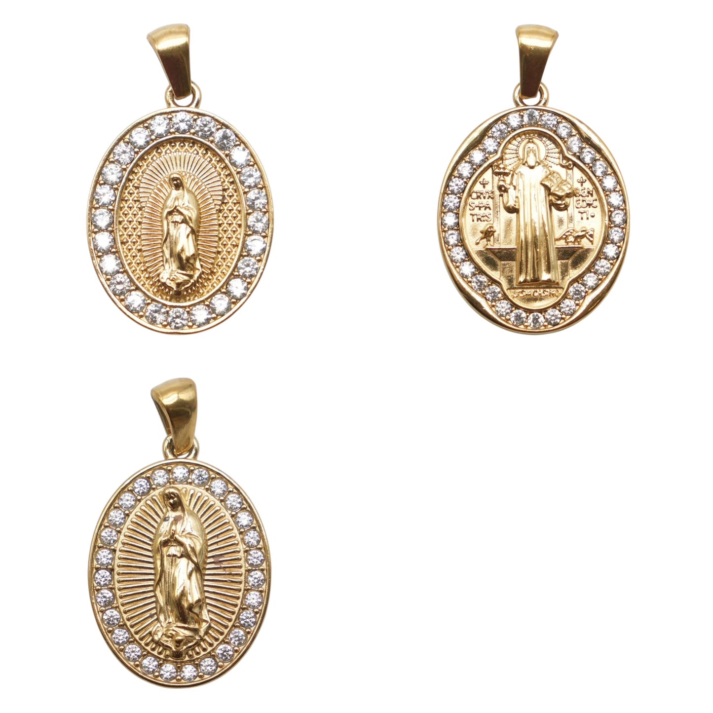 5 Breloques/Pendentifs en acier inoxydable dorée 2.5x1.8