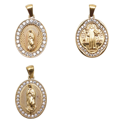 5 Breloques/Pendentifs en acier inoxydable dorée 2.5x1.8