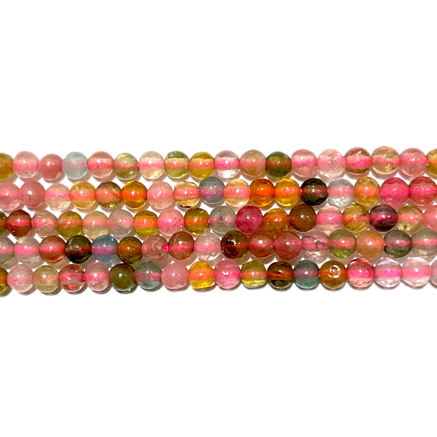 Fil de perle Tourmaline multicouleurs 2 mm A