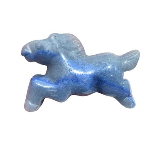 Cheval en Aventurine bleu