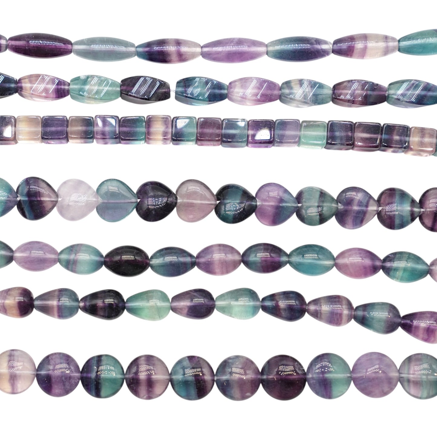 Fil de perle forme libre Fluorine multicolore AA (référence 154 à 160)