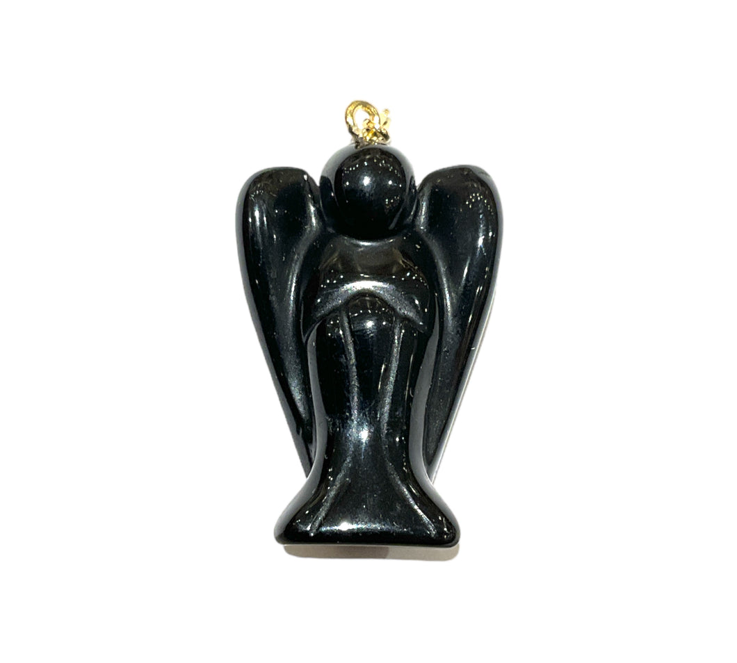 Pendentif ange en Obsidienne noire