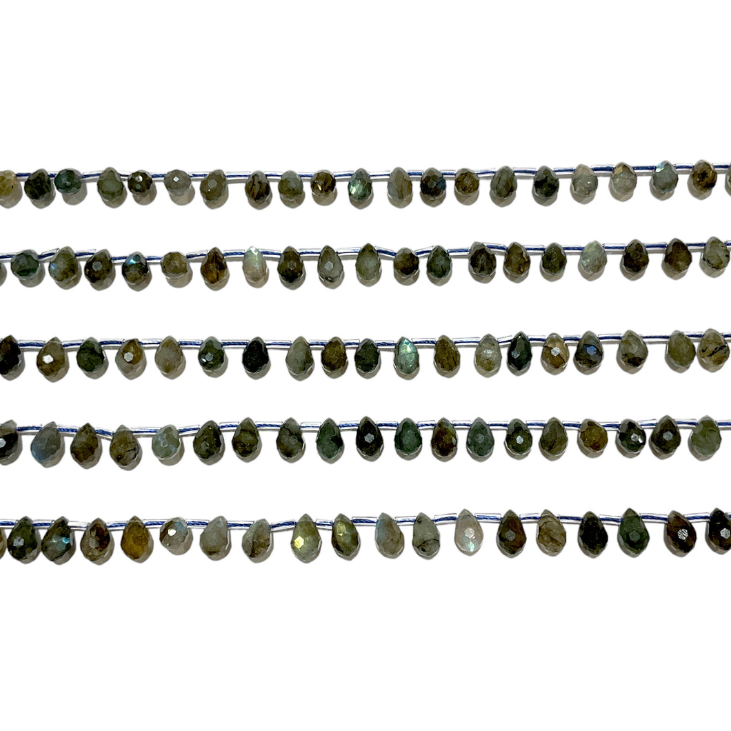 44 petits pendentifs Labradorite goutte facetté