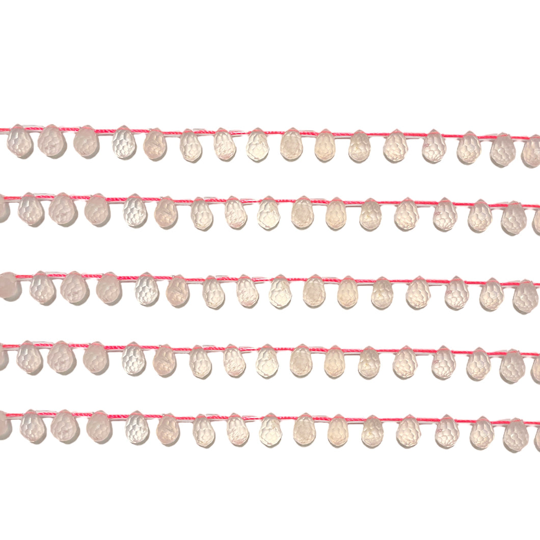 44 petits pendentifs Quartz rose goutte facetté
