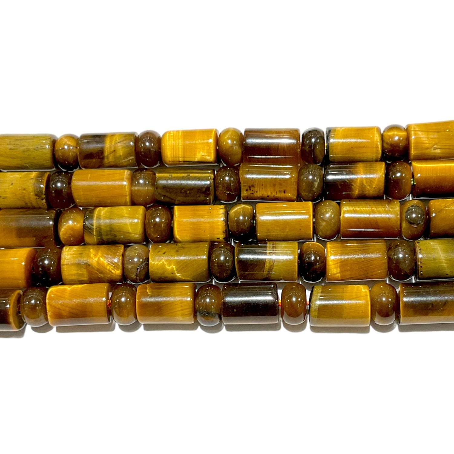 Fil de perles tubes x rondelle oeil de tigre - Foliesbijoux