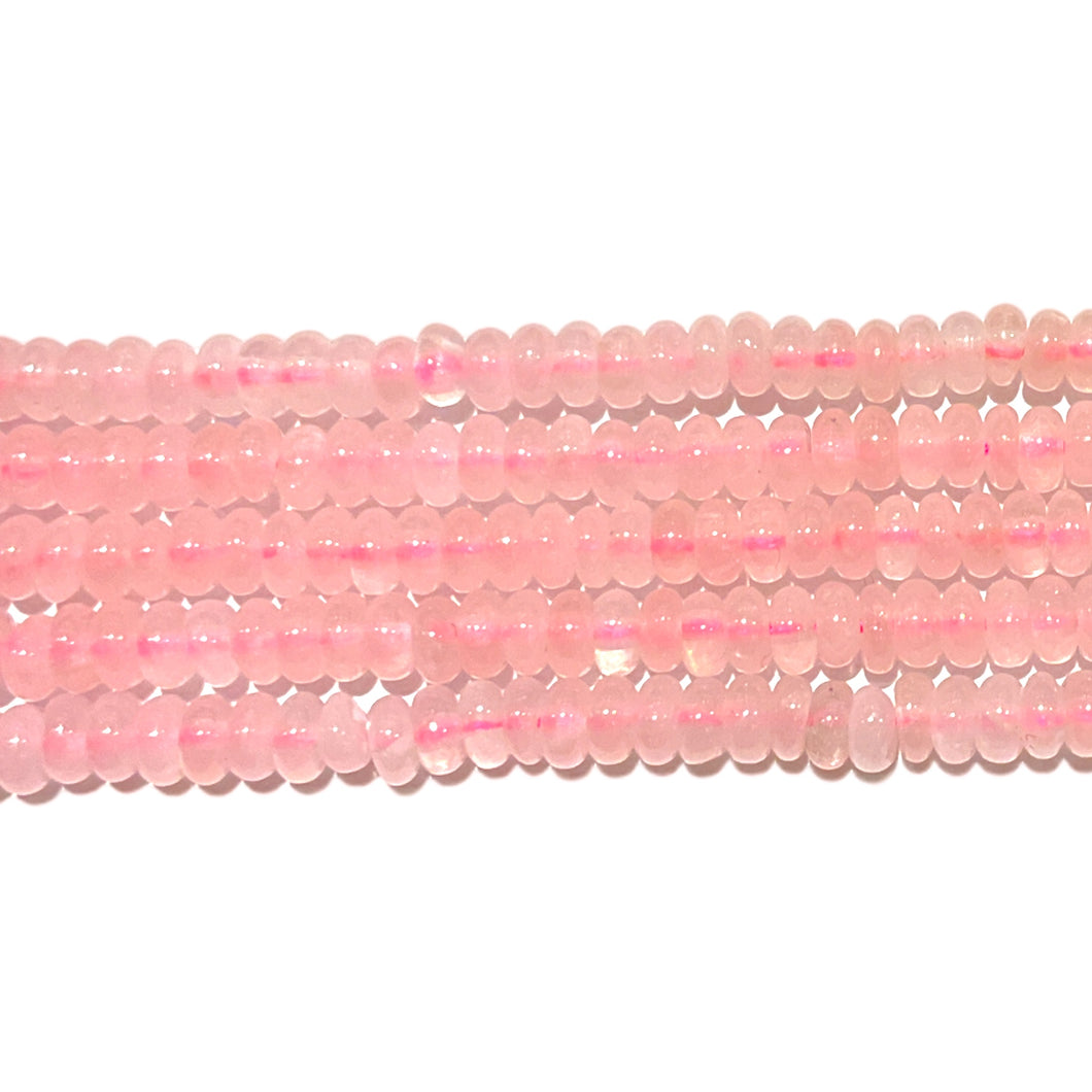 Fil de perle rondelle Quartz rose 2 x 3 mm