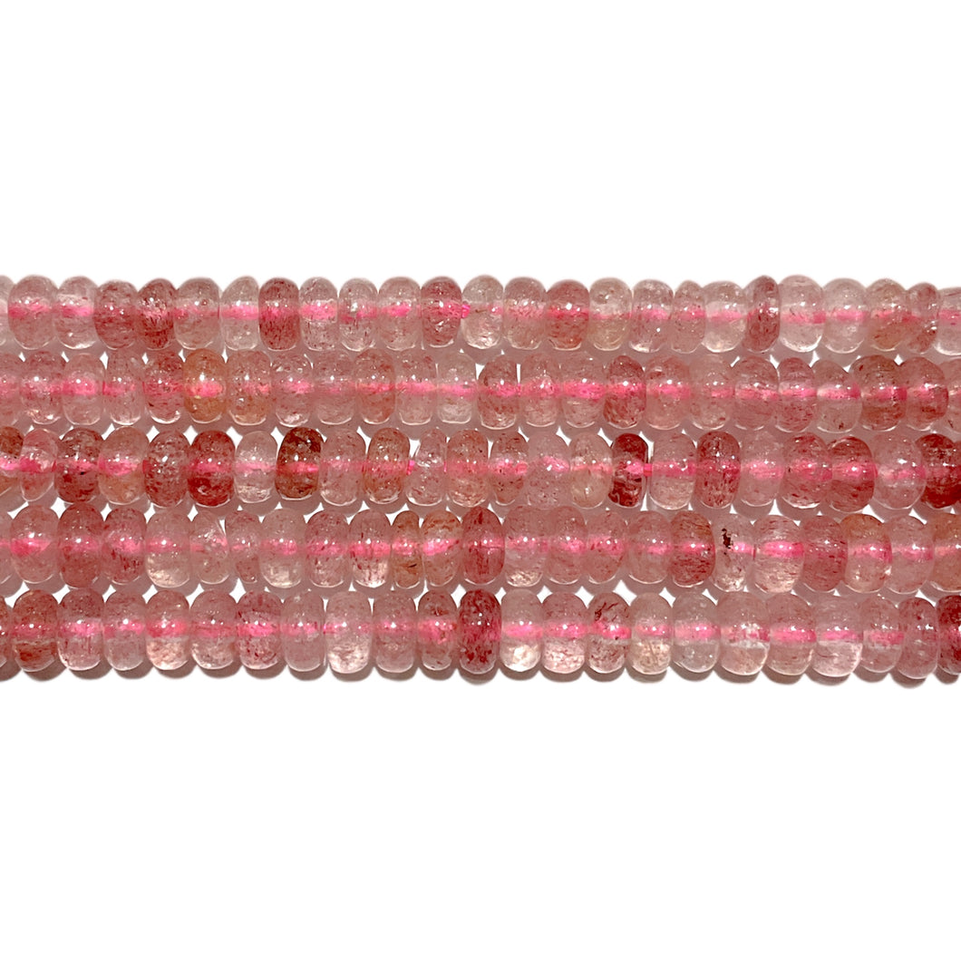 Fil de perle rondelle Quartz fraise 2 x 4 mm