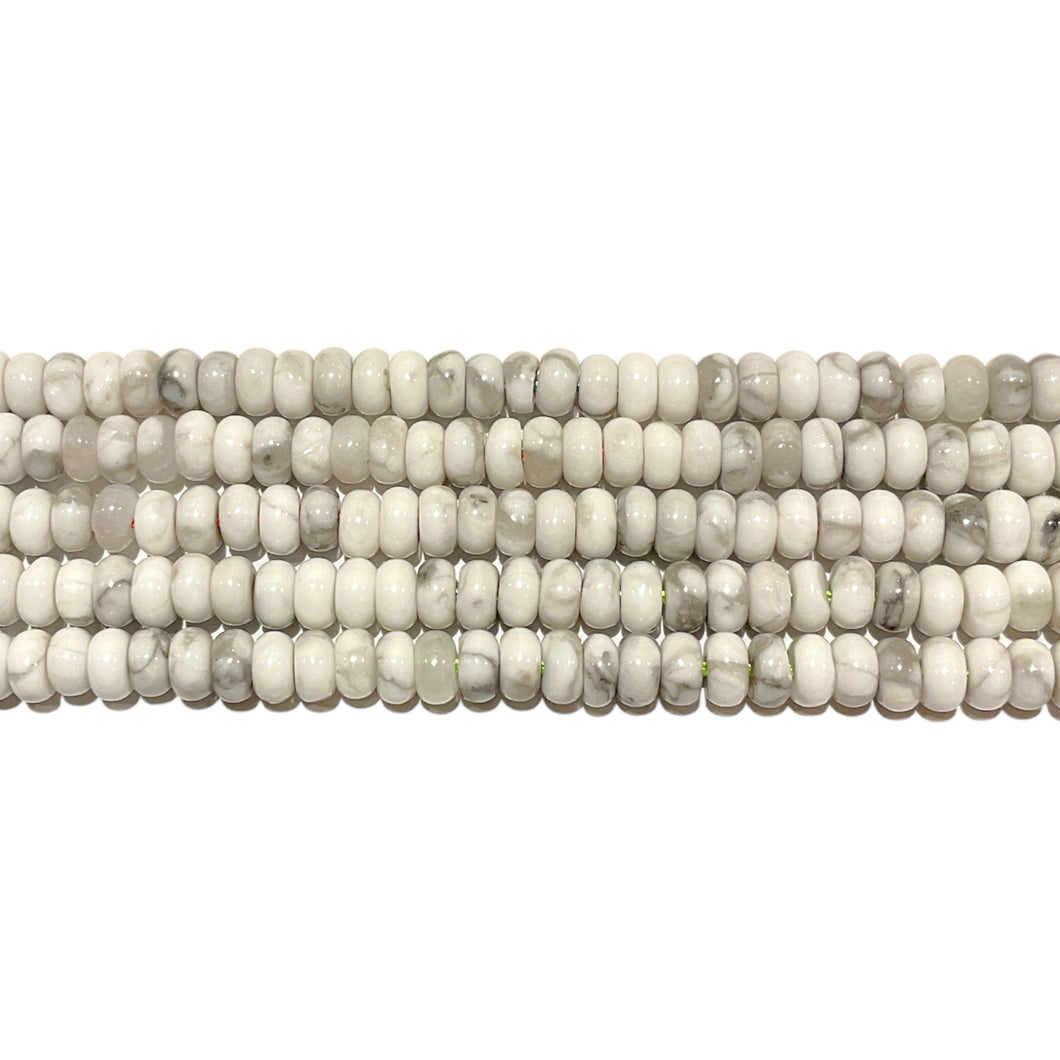 Fil de perle rondelle Howlite blanche 2,5 x 4 mm