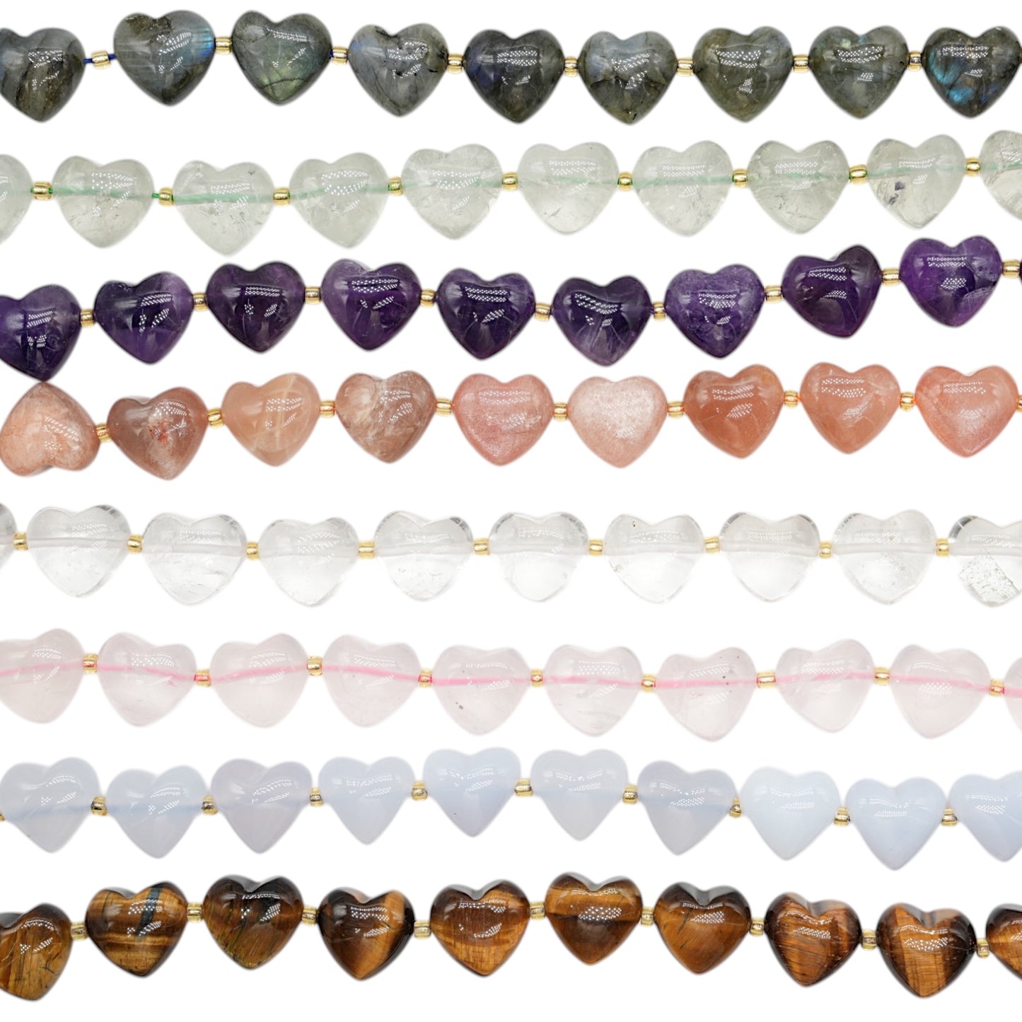 Fil de perle coeur 15 mm (8 pierres disponible)