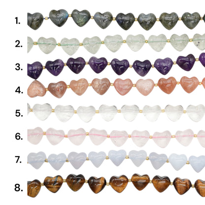 Fil de perle coeur 15 mm (8 pierres disponible)