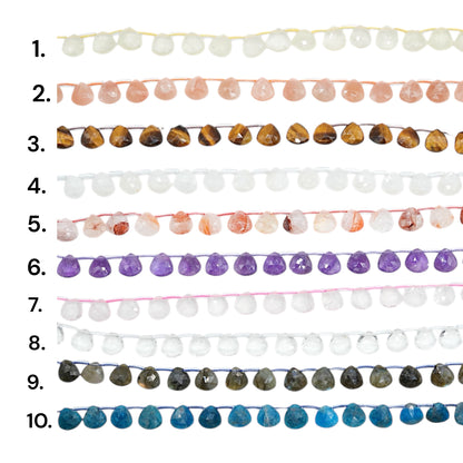 Fil de perle Goutte forme poire facetté 12x12 mm (11 pierres naturelles disponible)