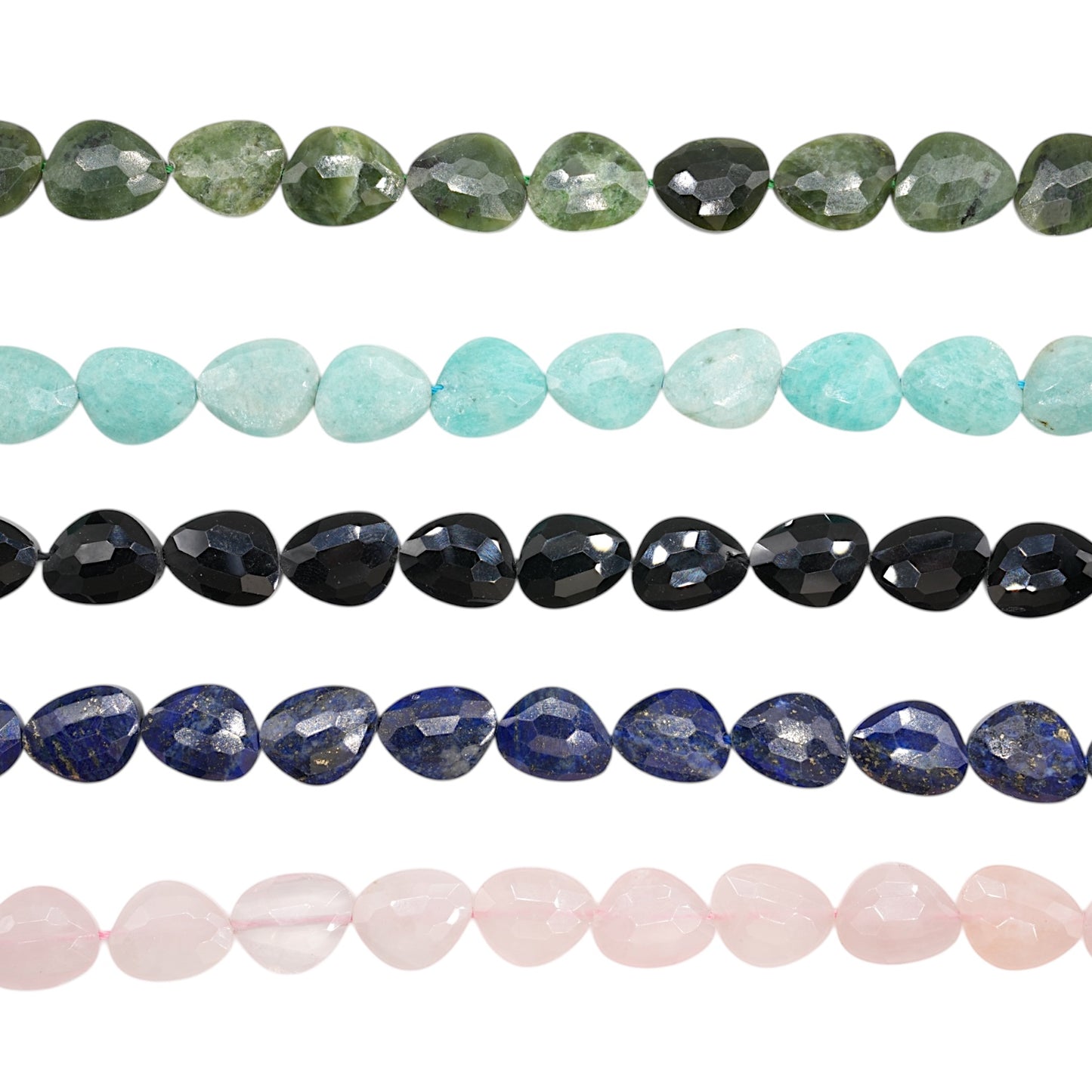 Fil de perle forme poire facetté plat 13x16 mm (5 pierres disponible)