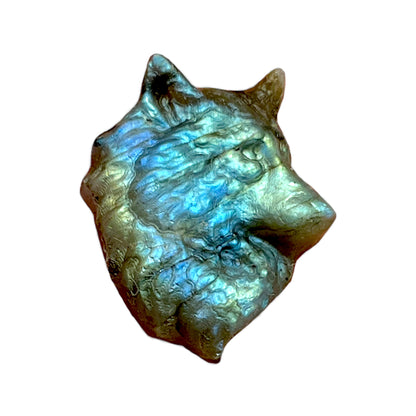 Pendentif plate Labradorite loup pour bélière calotte