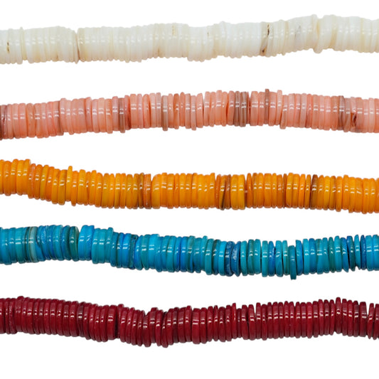 Fil de perle rondelles de 40 cm Nacre chauffée 2x10 mm (5 coloris disponible)