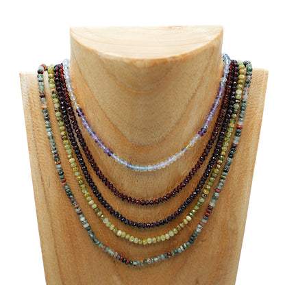 Collier en pierre naturelle facetté 3x4mm acier inoxydable doré/argenté