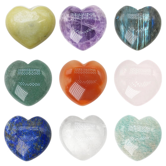 Coeur bombé 3.5x3.5 cm à l'unité (14 pierres disponible) NEW