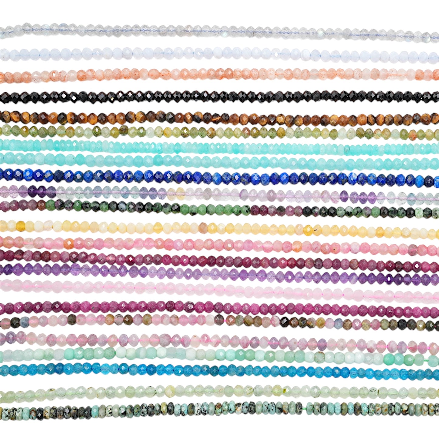 Fil de perle en rondelle facetté 3x4 mm (22 pierres disponible)