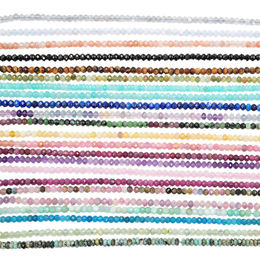 Fil de perle en rondelle facetté 3x4 mm (22 pierres disponible)