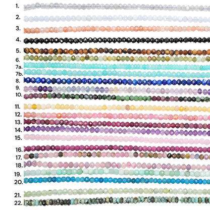 Fil de perle en rondelle facetté 3x4 mm (22 pierres disponible)