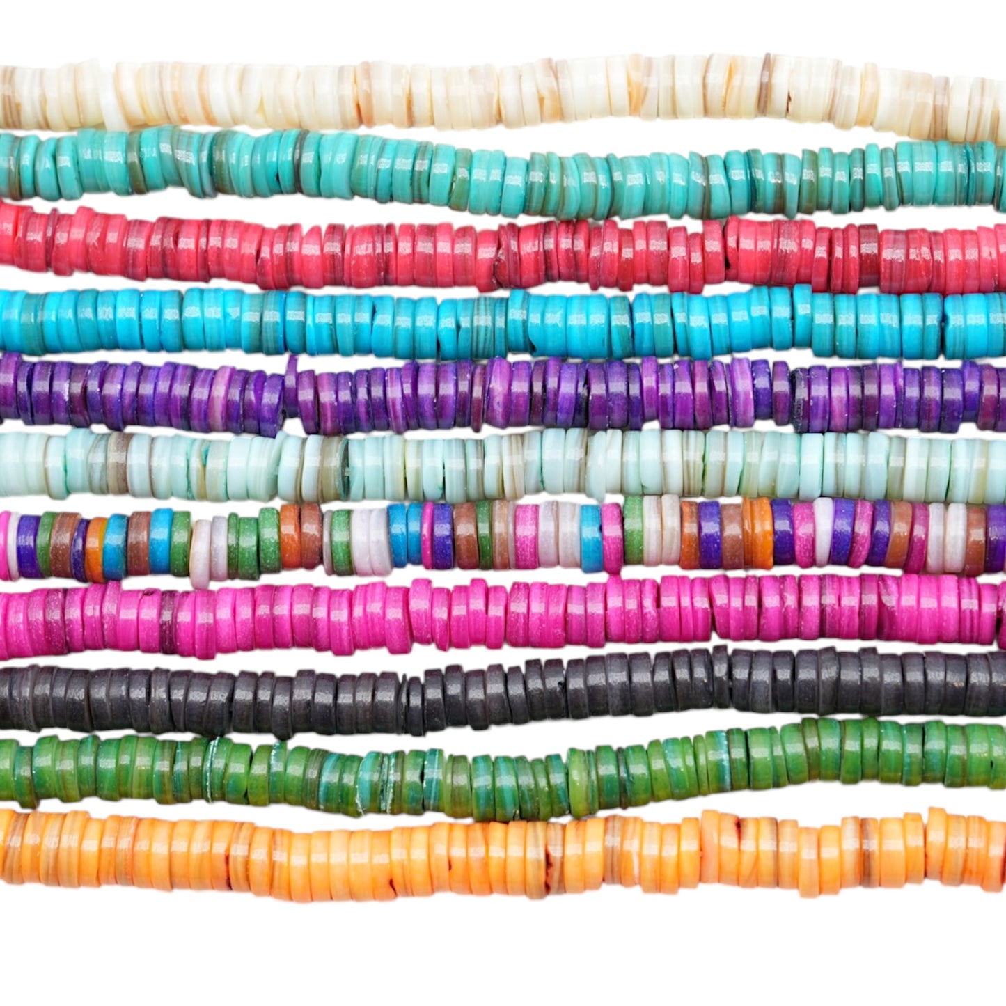 Fil de perle rondelles de 40 cm Nacre chauffée 2x8 mm (11 coloris disponible)