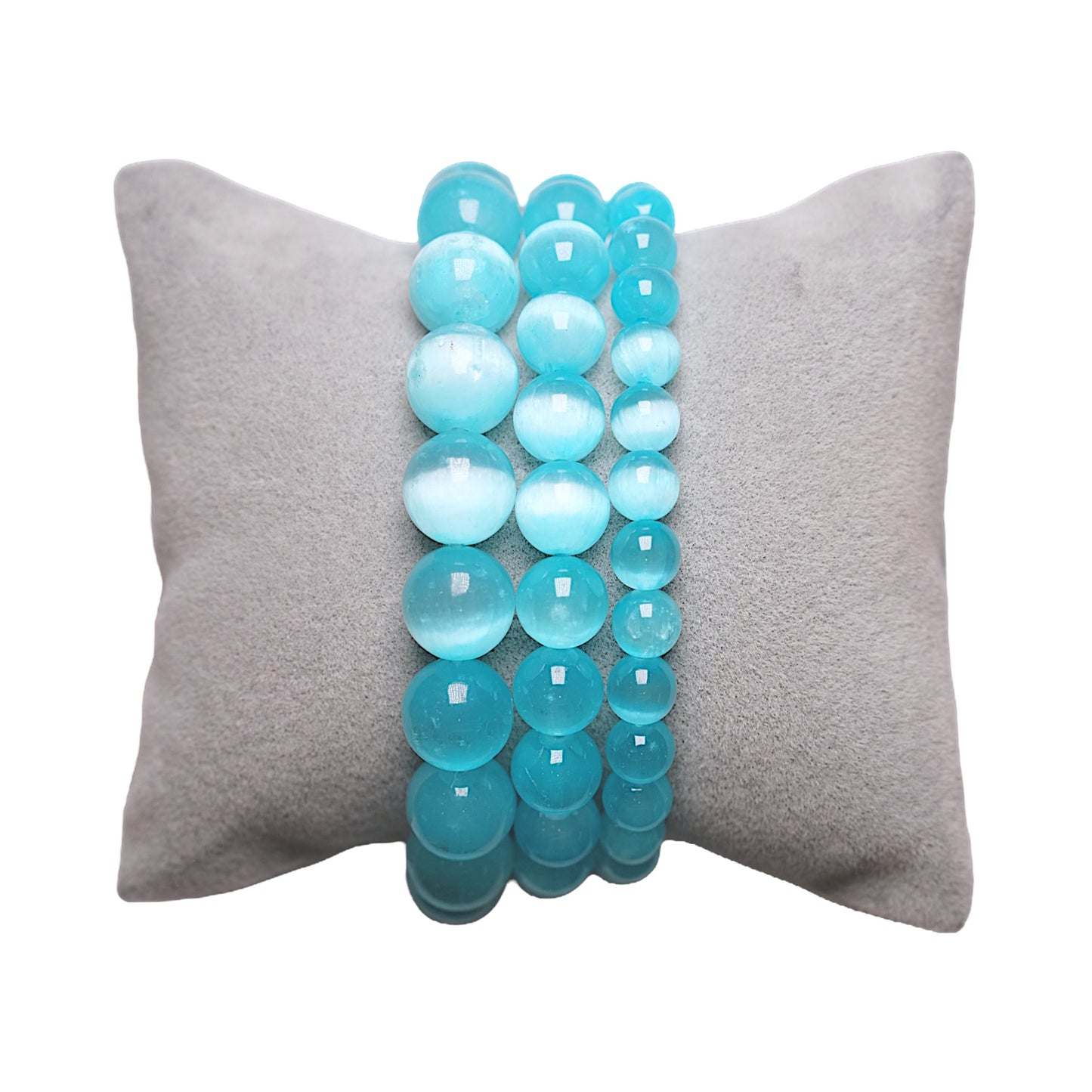 Bracelet Selenite chauffée bleue claire couleur 6