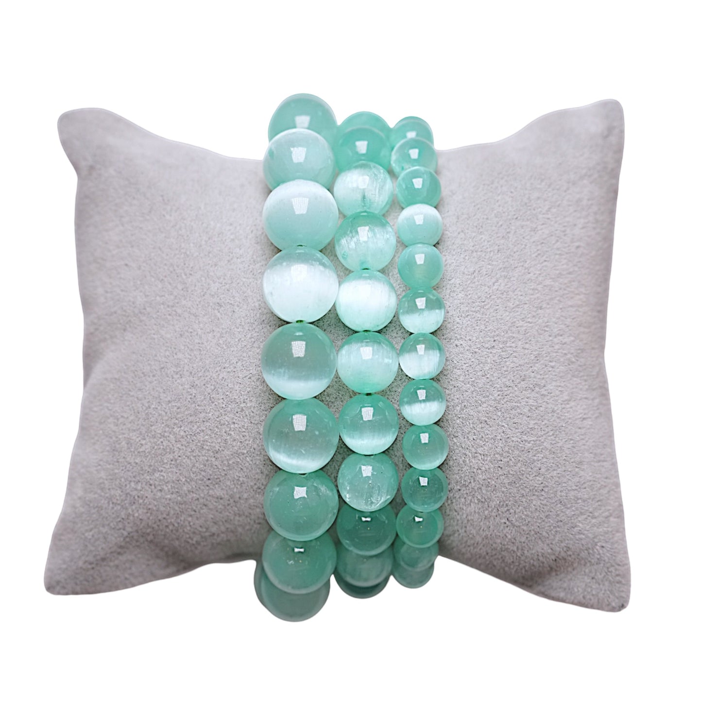 Bracelet Selenite chauffée vert d’eau couleur 4