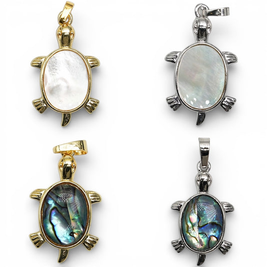 Pendentif petite tortue 3x2 cm nacre/ormeau