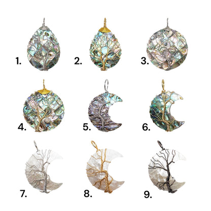 Pendentif Ormeau/Nacre arbre de vie (9 modèles disponible)