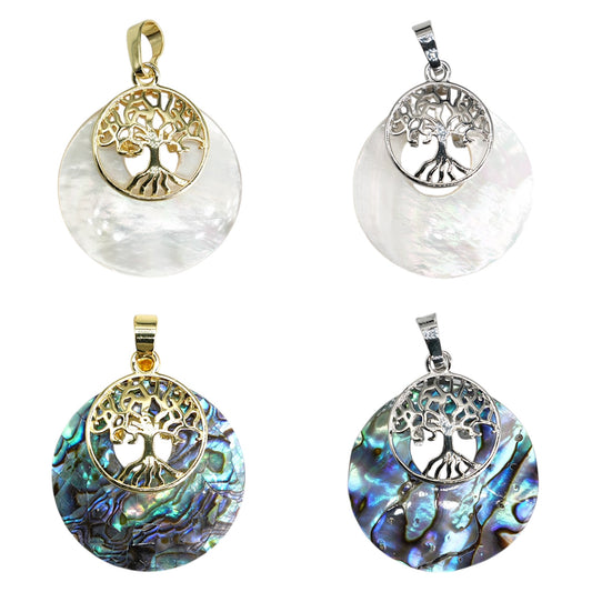 Pendentif arbre de vie nacre forme rond