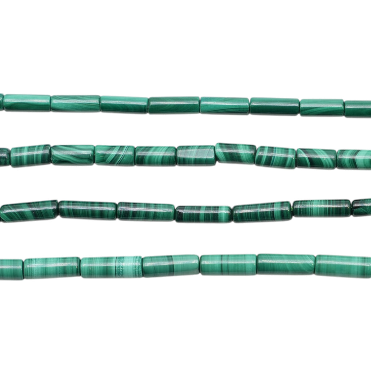 Fil de perles Malachite forme tube (4 tailles disponible)