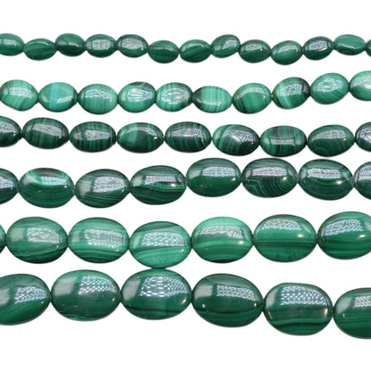 Fil de perles Malachite forme ovale (6 tailles disponible)