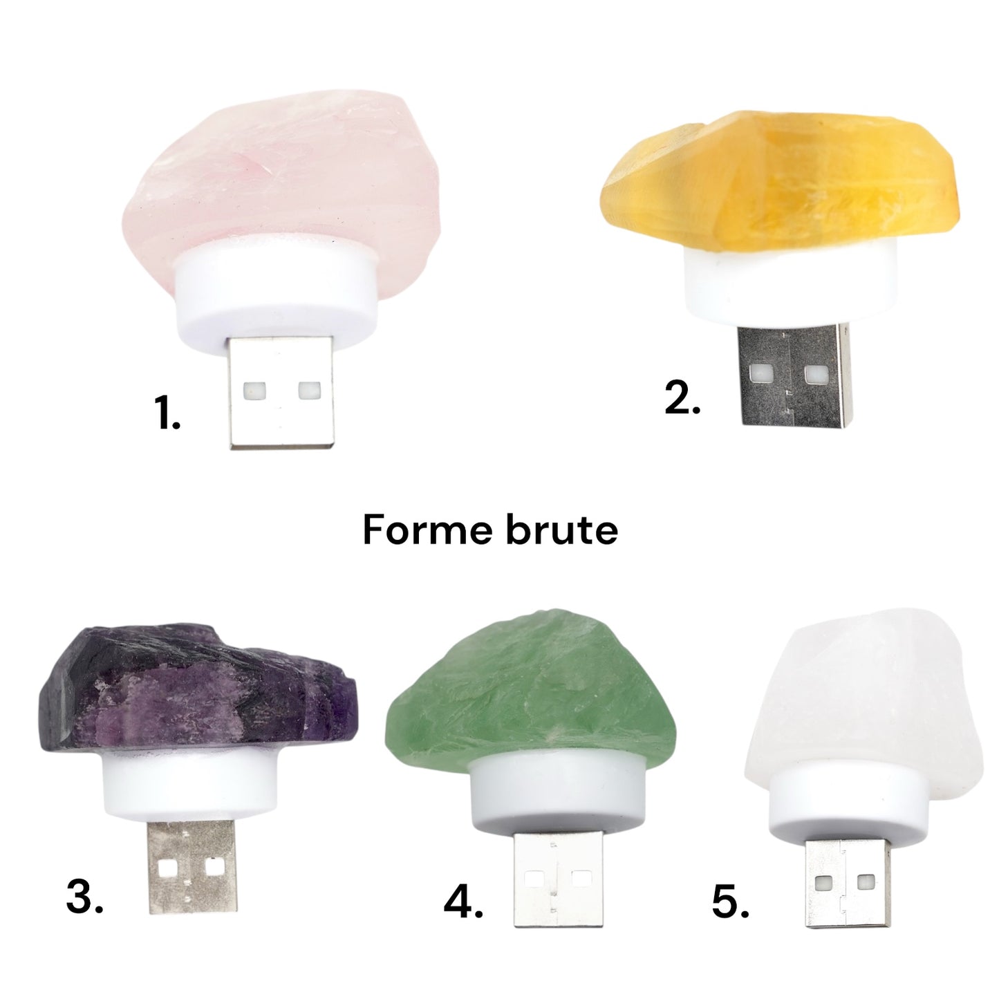 Lampe de nuit/ Veilleuse en pierre naturelle (5 pierres disponible) — Alimentation USB-A