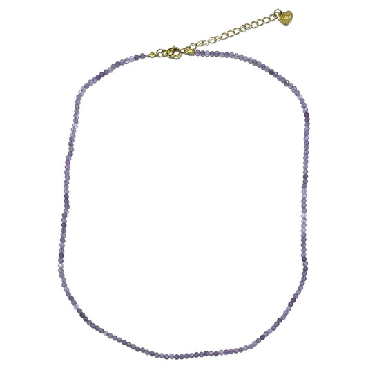 Collier Améthyste 2-3mm acier inoxydable doré/argenté (référence 1) - Foliesbijoux