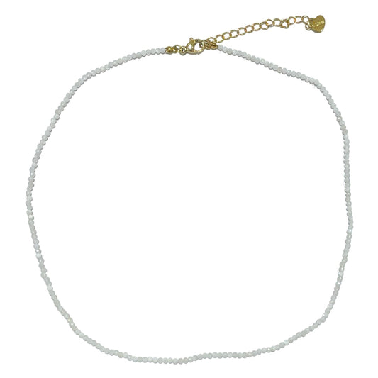 Collier pierre de lune bleutée 2-3mm acier inoxydable doré/argenté (référence 23) - Foliesbijoux