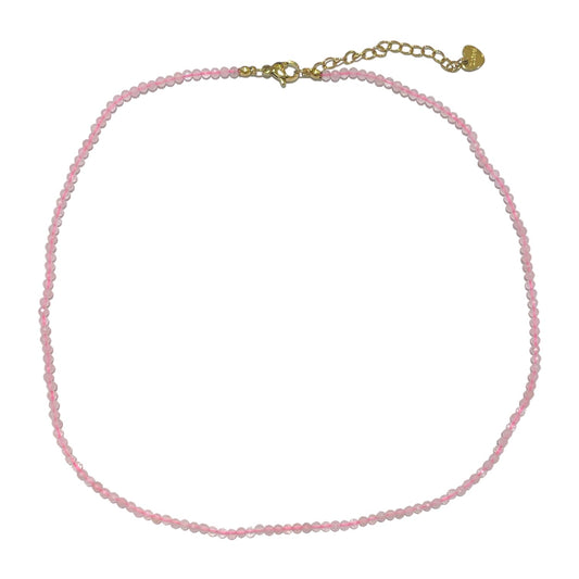 Collier quartz rose 2-3mm acier inoxydable doré/argenté (référence 26) - Foliesbijoux