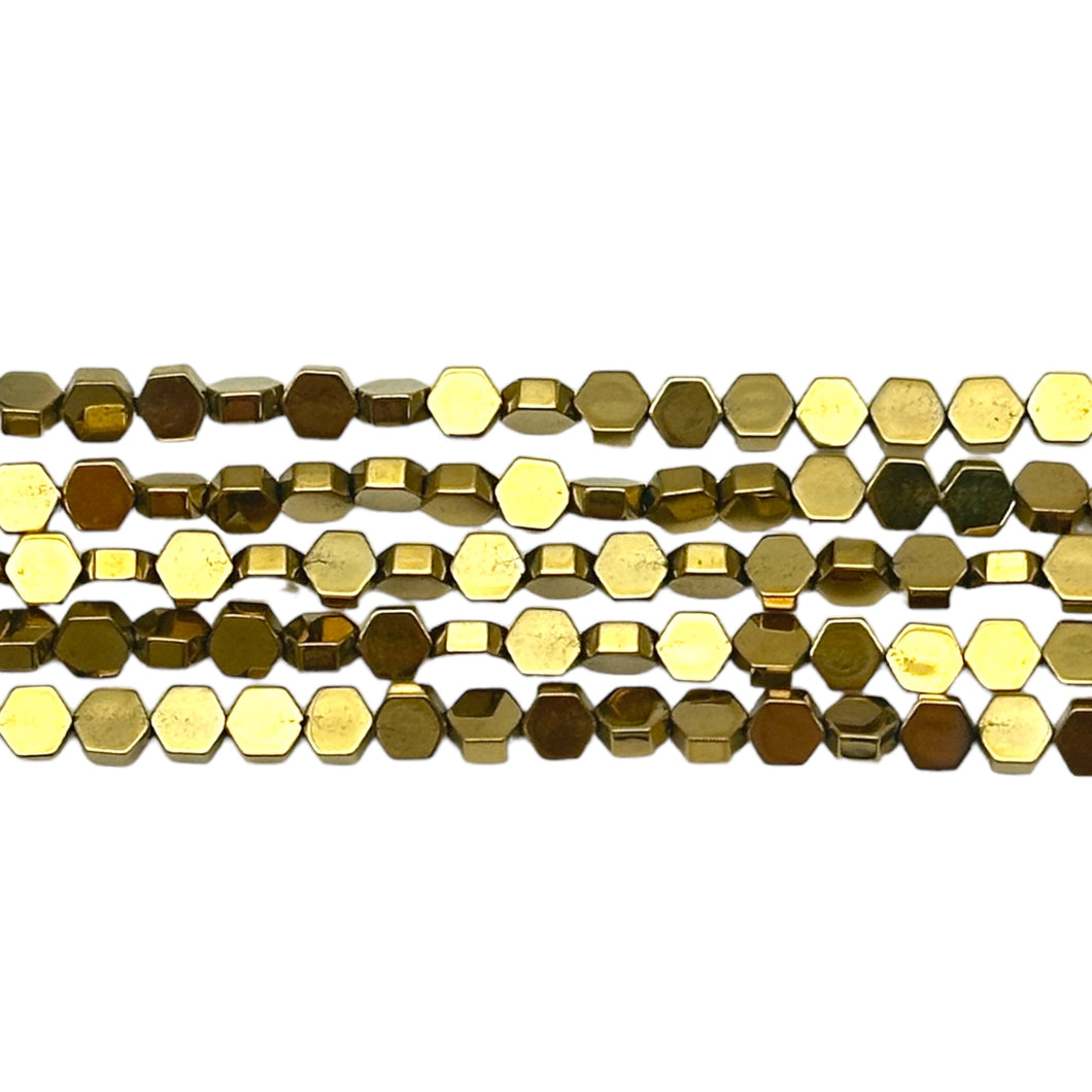 Fil de perle Hématite electroplaquée dorée/bronze 3 mm HED-116