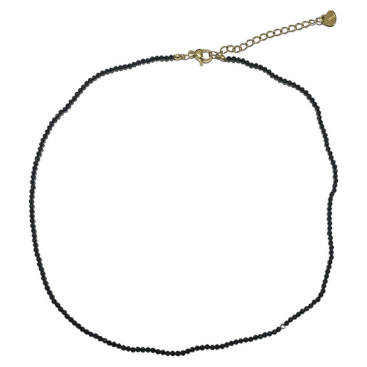 Collier spinelle noire 2-3mm acier inoxydable (référence 30) - Foliesbijoux