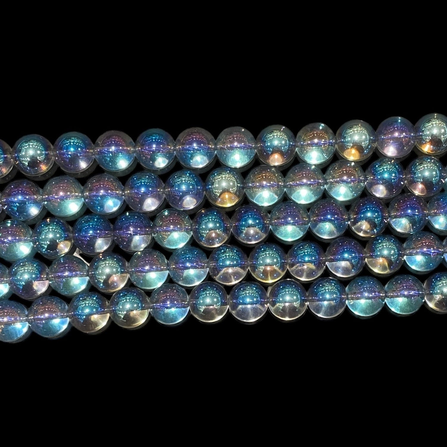 Fil de perle aqua aura bleu - Foliesbijoux