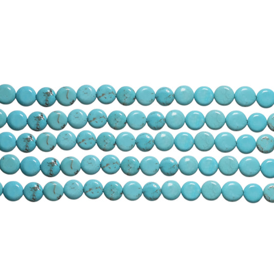 Fil howlite Turquoise rond plat 8 mm