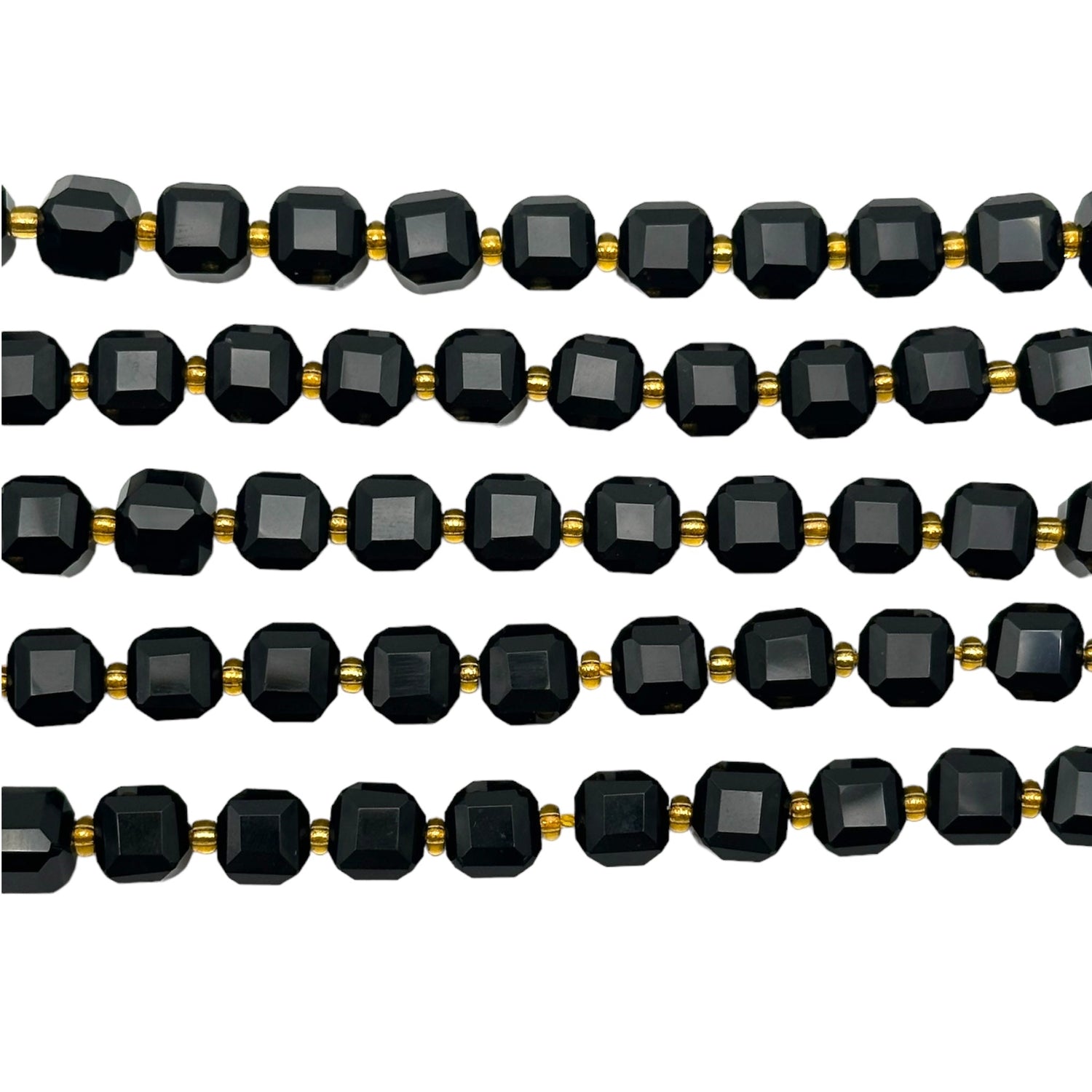 Fil Onyx noir cube facetté 8 mm - Foliesbijoux
