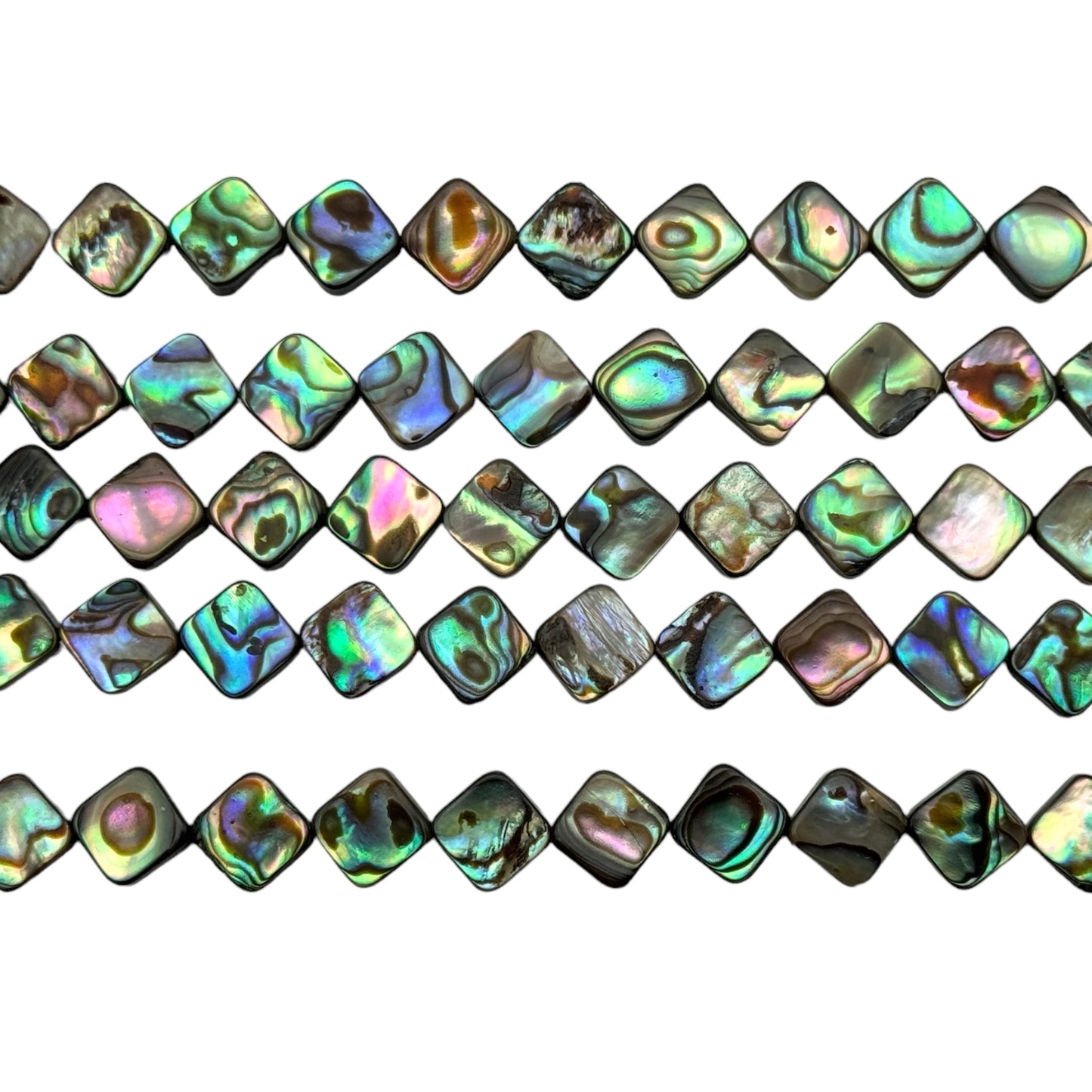 Fil de perles nacre abalone losange 8x8 mm A