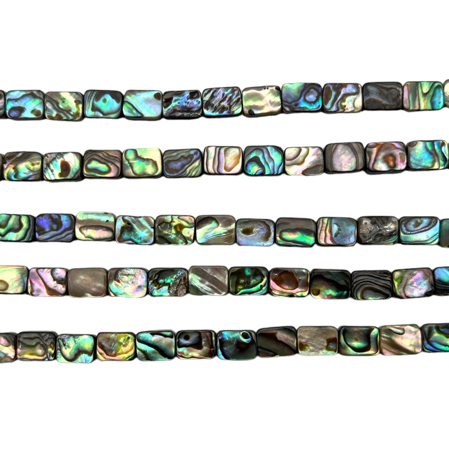 Fil de perles nacre abalone rectangle 6x8 mm A