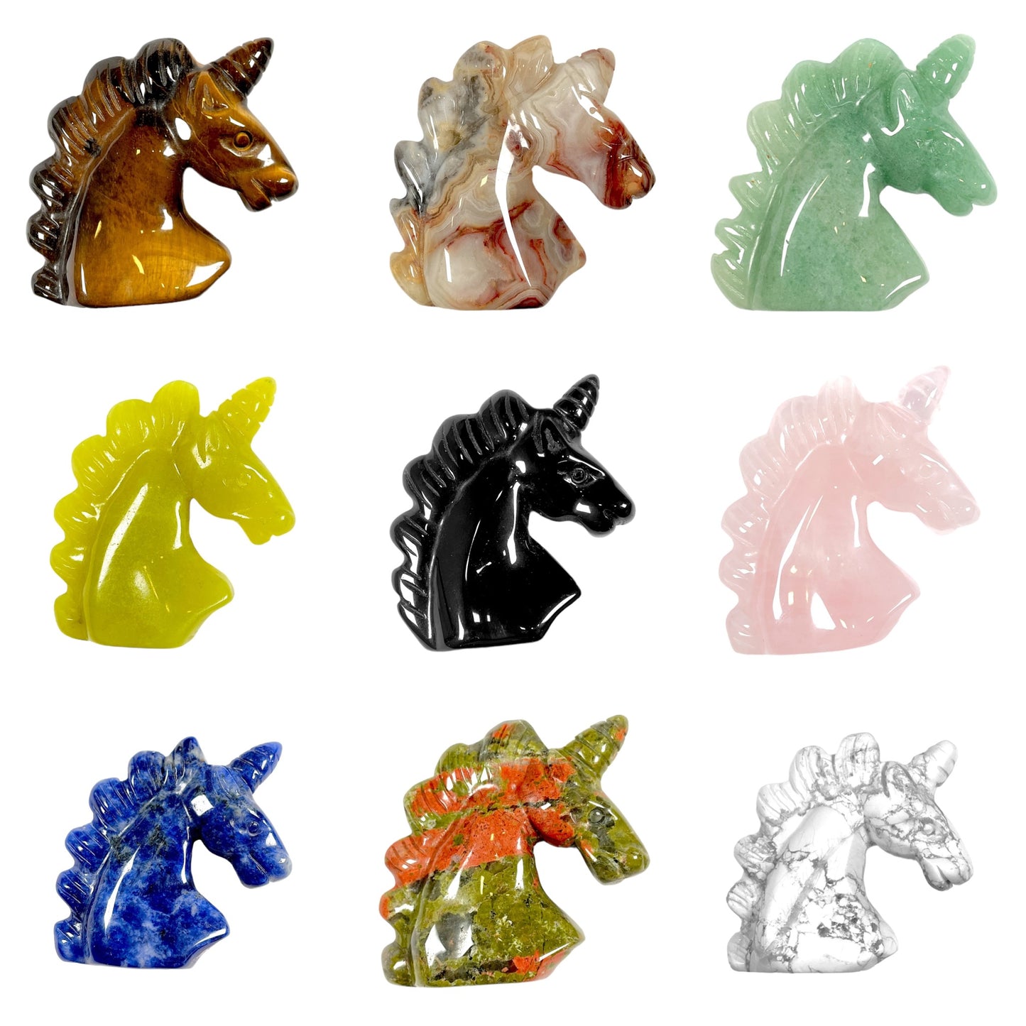 Figurine licorne 5x5x1.5 cm (10 pierres naturelles)