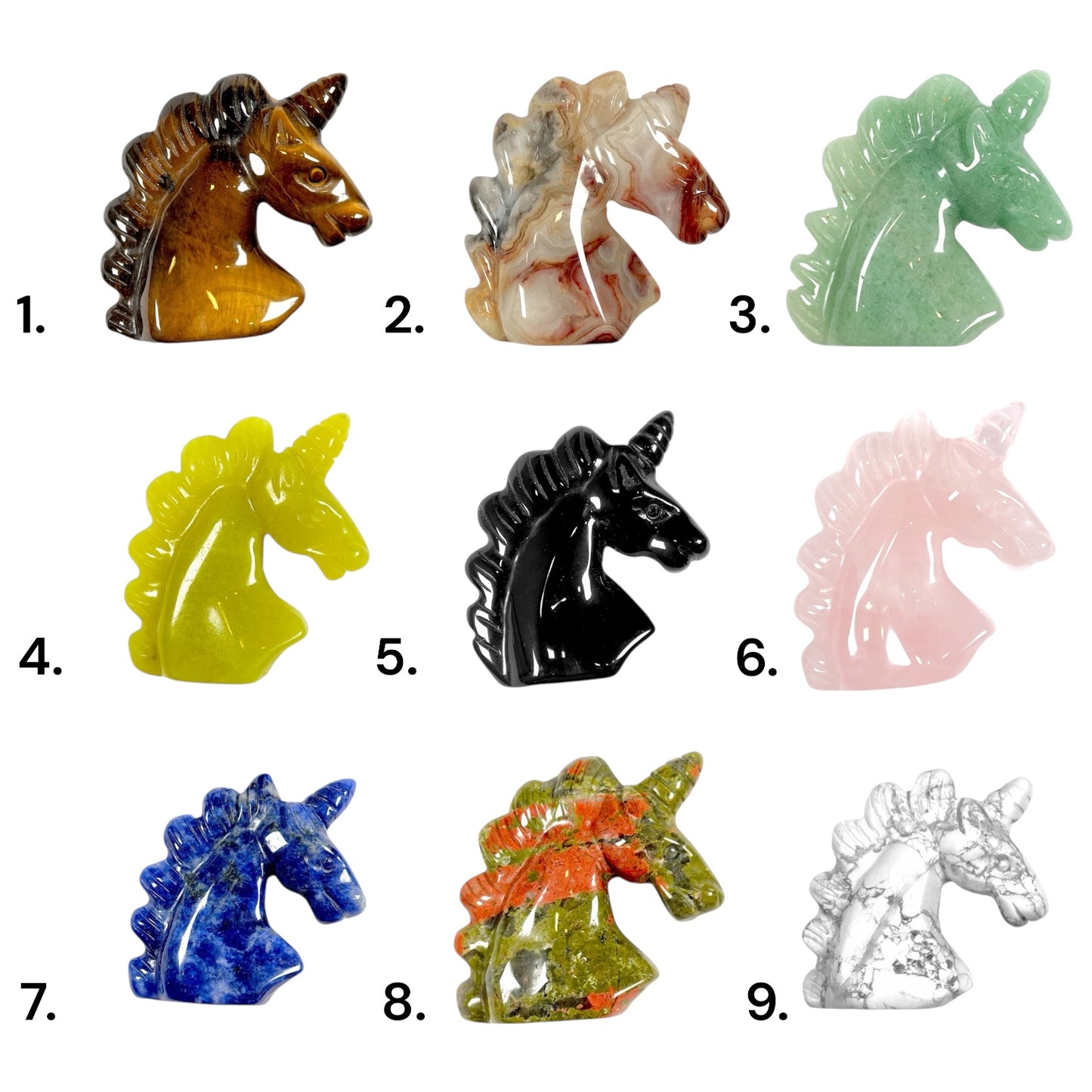 Figurine licorne 5x5x1.5 cm (10 pierres naturelles)