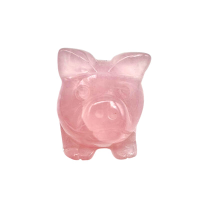 Figurine cochon en Quartz rose