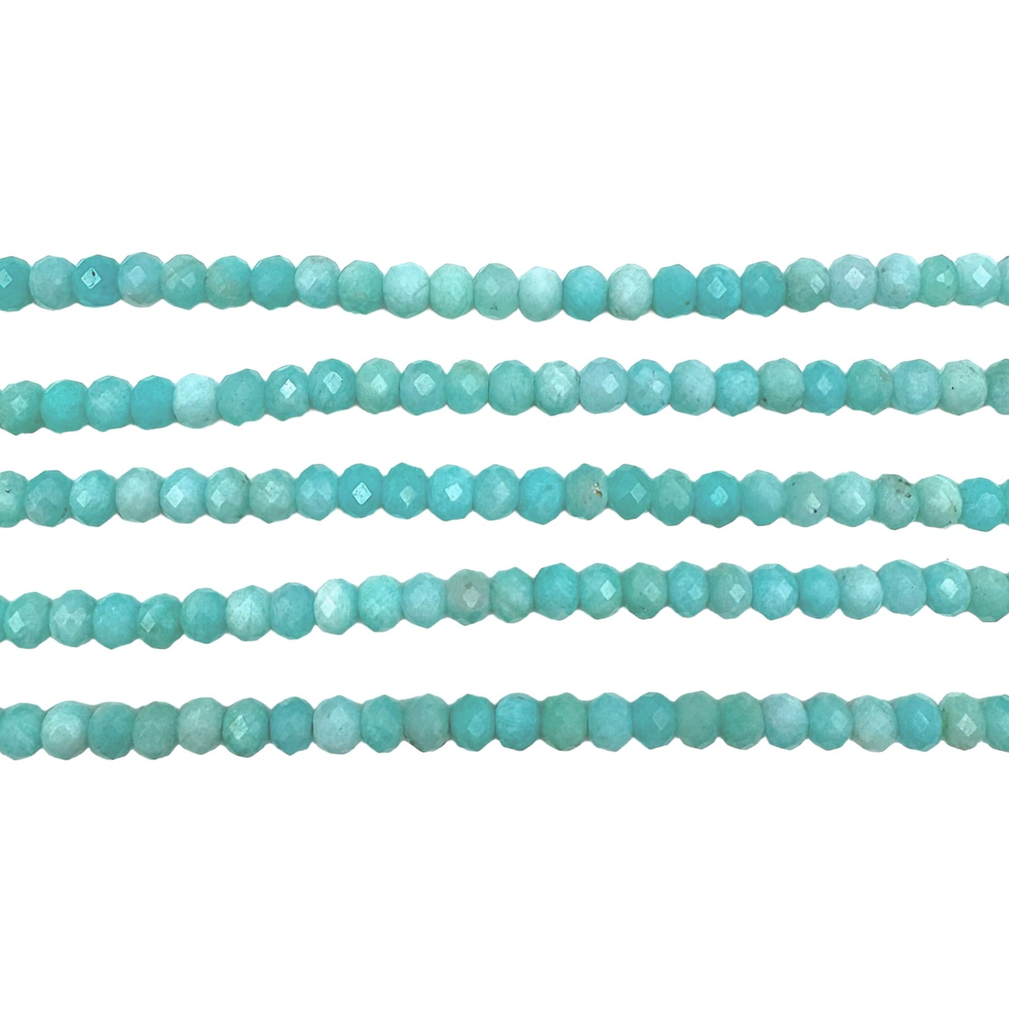 Fil de perles rondelles facettées Amazonite 3x4 mm