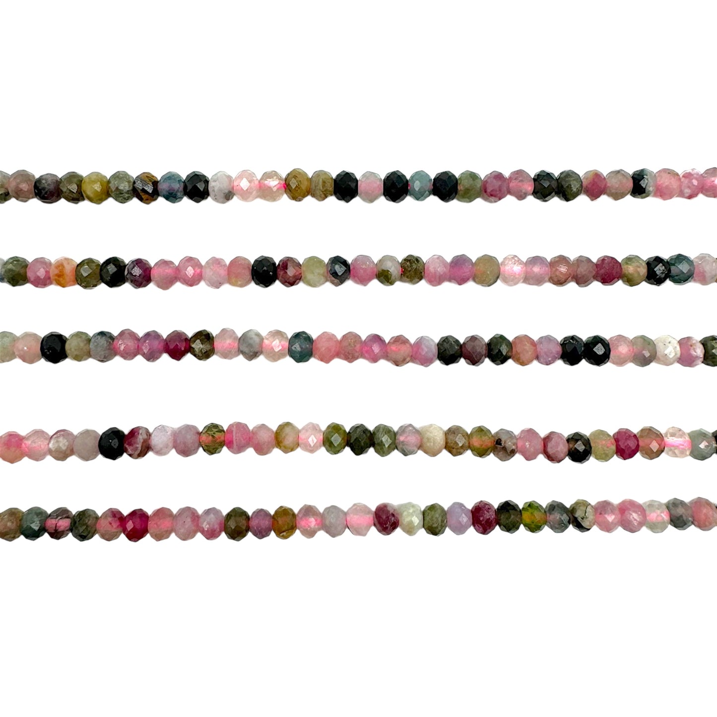 Fil de perles rondelles facettées Tourmaline multicolore 3x4 mm