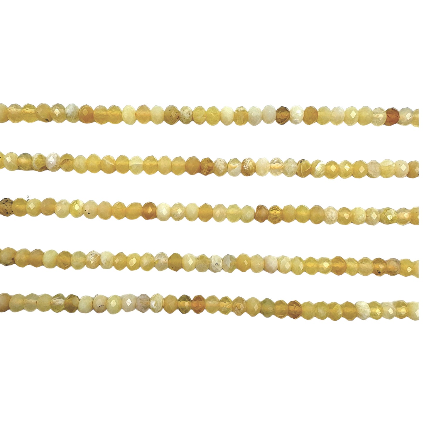 Fil de perles rondelles facettées Opale jaune 3x4 mm