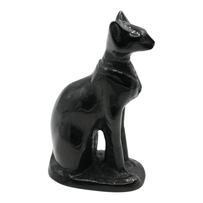 Figurine chat égyptien en obsidienne 10x6 cm