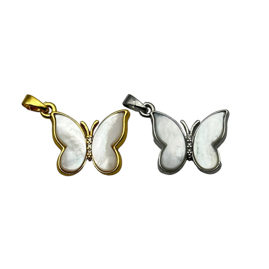 Pendentif nacre blanche Papillon 1,2 x 1,2 cm